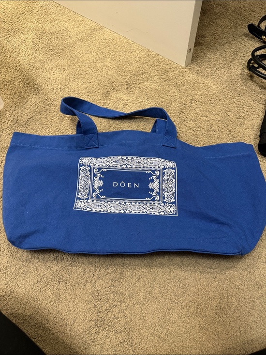 Doen Handbags - Doen Cobalt Blue Canvas Tote with White Graphic